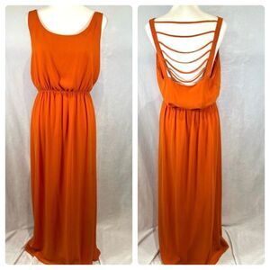 Lost April burnt orange strappy backless maxi dress size large